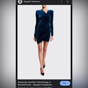 Alexandre Vauthier Deep-V Velvet Dress in Rich Blue